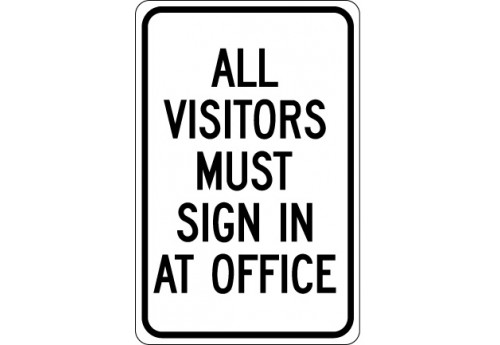 All Visitors Must Sign in at Office Sign (Black)